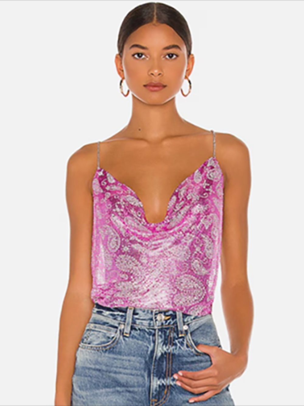 8 Other Reasons X Sofia Richie Pink Metal Mesh Halter Top, Matching Tote Bag NWT